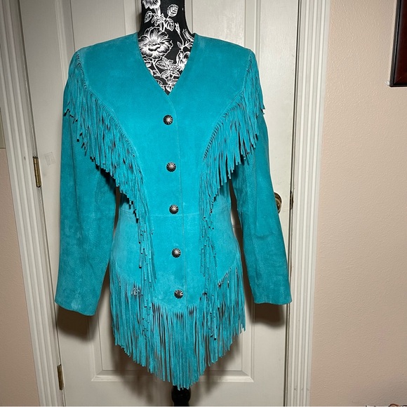 Cripple Creek Jackets & Blazers - Vintage Cripple Creek Teal Suede Fringe Jacket